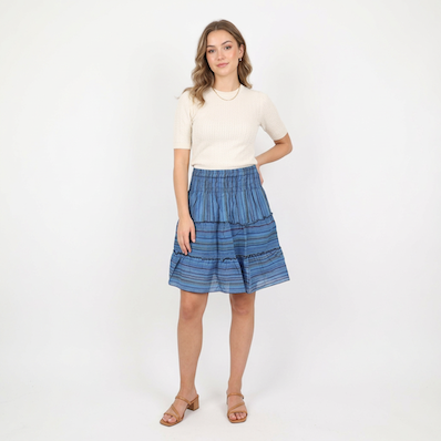 Stripy 3 Panel Overdyed Cotton Childrens Skirt